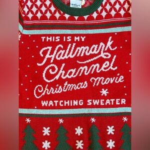 Hallmark Channel Christmas Movie Watching‎ Sweater Size M Funny Ugly Sweater